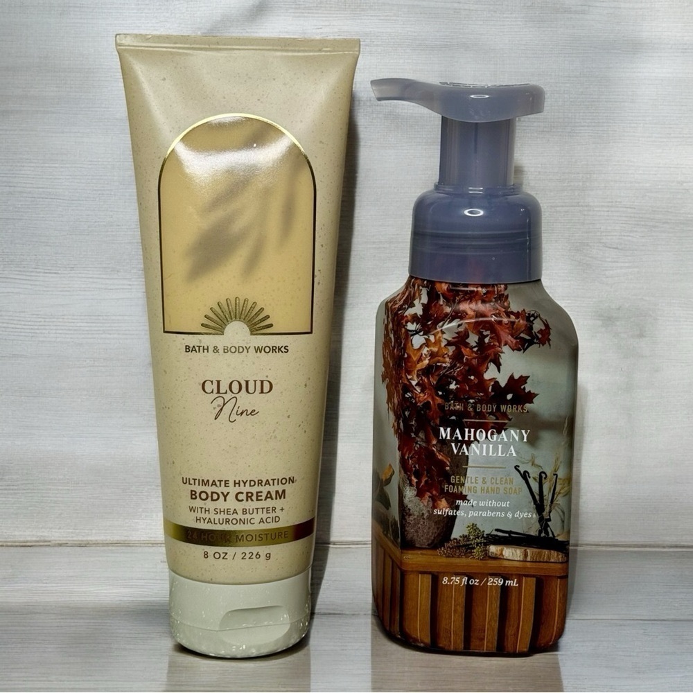 Bath & Body Works Cloud Nine Body Cream & Mahogany Vanilla Hand Soap NWT